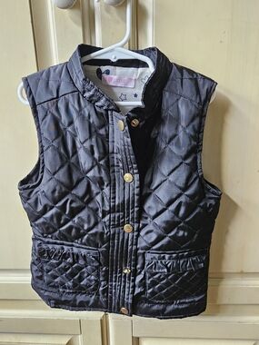 Black Quilted Vest with Gold Buttons